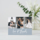 Hand-beletterde fotocollage Dusty Blue Dank u Briefkaart (Staand voorkant)