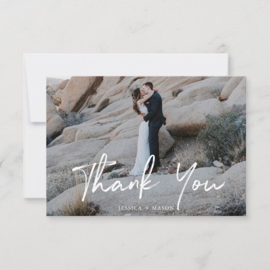 Hand belettering bruiloft dank u kaart (Voorkant)