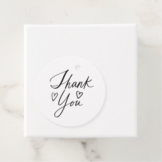 Hand belettering dank u met harten bruiloft bedankjes labels (In situ)