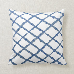 Hand Blue Chinoiserie Fretwork Pillow Sierkussen