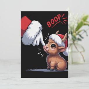 Hand Boop Kerstmis Hoogland Koe Santa Boer Feestdagenkaart