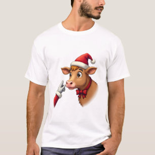 Hand Boop Kerstmis Hoogland Koe Santa Claus Boerde T-shirt