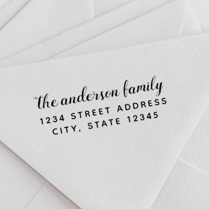 Hand Borstel Schrift Familienaam Retouradres Zelfinktende Stempel