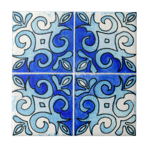 Hand Carved Tile Design 6 Gedekt in Waterverven Tegeltje