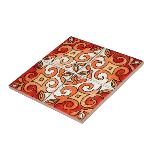 Hand Carved Tile Design 6 Gedekt in Waterverven Tegeltje (Zijkant)