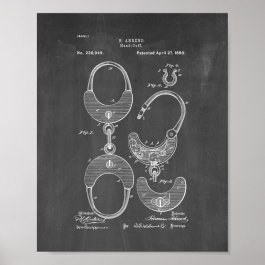 Hand-cuff-octrooi - Chalkboard Poster (Voorkant)