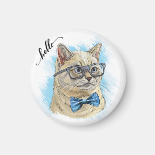 Hand die een grappige Britse kat tekent met een br Magneet