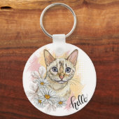 Hand die een grappige sneeuwbengaals kat maakt met sleutelhanger (Voorkant)