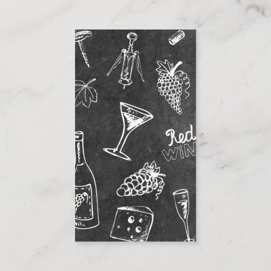 Hand die glas wijn vasthoudt tekening visitekaartje (Achterkant)