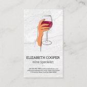 Hand die glas wijn vasthoudt tekening visitekaartje (Voorkant)