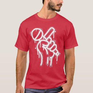 Hand die microfoon vasthoudt Graffiti jongen T-shirt