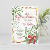 Hand Doodle Hawaiian Christmas Holiday Kaart (Staand voorkant)