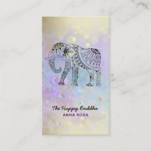 *~* Hand Drage Elephant Gold Glitter Buddha Roze Visitekaartje