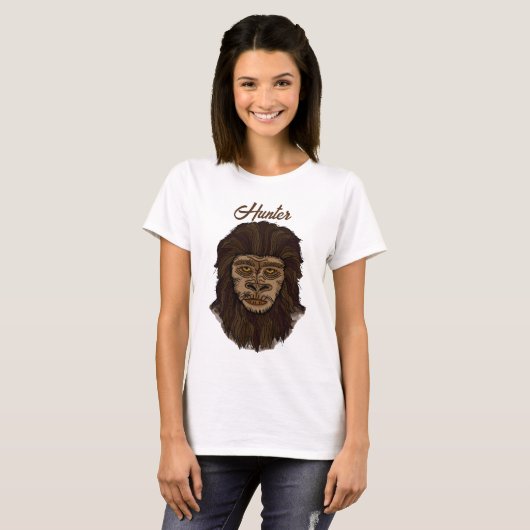 Hand draw Bigfoot Sasquatch Swamp Apple Hunter T-shirt (Voorkant volledig)