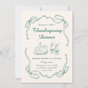 Hand Draw Doodle grillige Thanksgiving Dinner Kaart