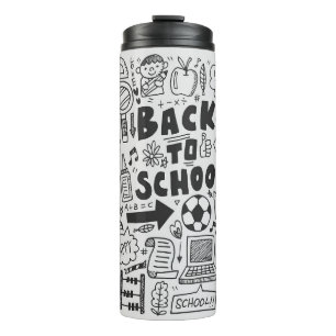 hand draw doodle school element thermosbeker