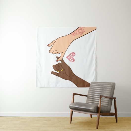 Hand draw pinky zweer belofte concept wandkleed (In Situ (horizontaal))