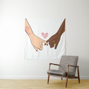 Hand draw pinky zweer belofte concept wandkleed