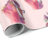 Hand drawing pink Unicorn Cadeaupapier (Rol Hoek)
