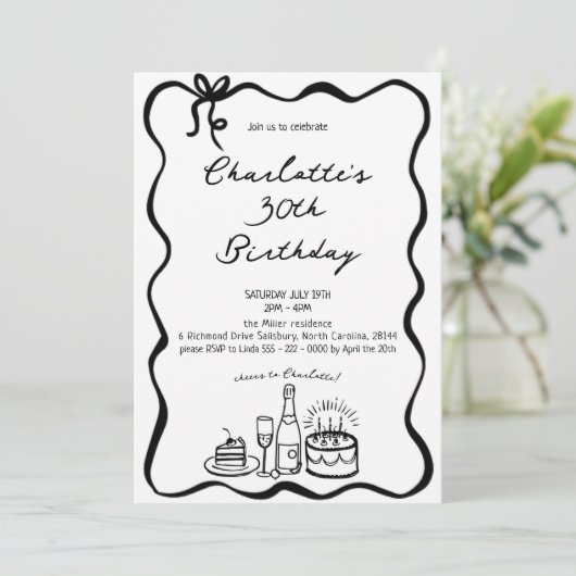 Hand Drawn 30th Birthday Invitation (Debout devant)