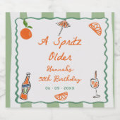 Hand Drawn A Spritz Older Birthday Party Sparkling Wijnetiket (Enkel label)