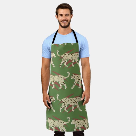 Hand Drawn Abstract Leopard Cheetah met Animal Sk Schort (Gedragen)