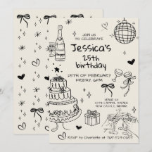 Hand Drawn Adult Handwritten Scribble Birthday 