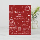 Hand Drawn Adult Handwritten Scribble Birthday  Kaart (Staand voorkant)