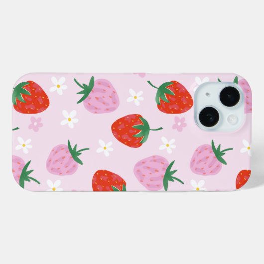 Hand-Drawn Aesthetic Strawberry Seamless Pattern Case-Mate iPhone Case (Achterkant (horizontaal))
