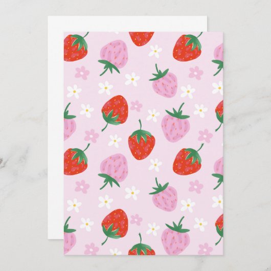 Hand-Drawn Aesthetic Strawberry Seamless Pattern  Kaart (Voorkant / Achterkant)