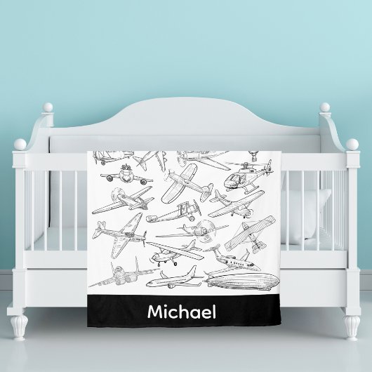 Hand drawn Airplanes Aviation Pilot Aviator Fun Fleece Deken