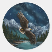hand drawn and painted eagle in sky ronde sticker (Voorkant)