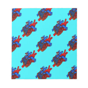 Hand Drawn Aqua Anatomical Heart Notitieblok