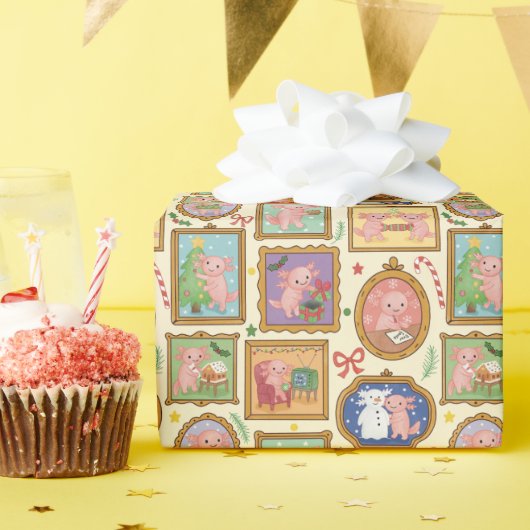 Hand Drawn Axolotl Christmas Wrapping Paper Roll   Cadeaupapier (Verjaardagsfeest)