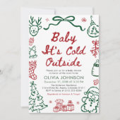 Hand Drawn Baby It's Cold Outside Baby Shower Kaart (Voorkant)
