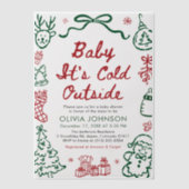 Hand Drawn Baby It's Cold Outside Baby Shower Vellum Uitnodigingen (Voorkant)