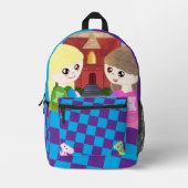 Hand Drawn Back To School Designed Backpack Bedrukte Rugzak (Voorkant)