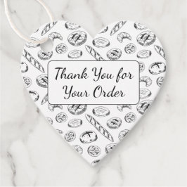 Hand-Drawn Bakery Pattern Heart Thank You  Bedankjes Labels