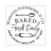 Hand Drawn Bakery Rolling Pin Baked Fresh Daily Rubberstempel (Afrduk)