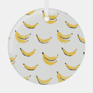 Hand-drawn bananas, stylish seamless pattern. glas ornament