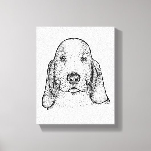 Hand-Drawn Basset Hound Portrait Canvas Art (Voorkant)