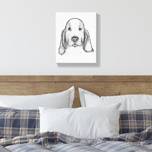 Hand-Drawn Basset Hound Portrait Canvas Art (Insitu (Slaapkamer))