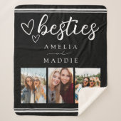 Hand Drawn Besties Photo Collage Black and White Sherpa Deken (Voorkant)