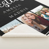 Hand Drawn Besties Photo Collage Black and White Sherpa Deken (3/4)