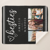 Hand Drawn Besties Photo Collage Black and White Sherpa Deken (Voorkant (horizontaal))