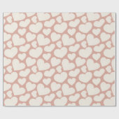 Hand Drawn Big Hearts Pattern Boho Girly Pink Cadeaupapier (Vlak)