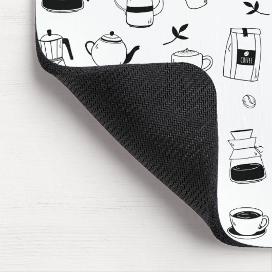 Hand Drawn Black Coffee en Cafe Pattern Muismat (Hoek)