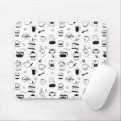 Hand Drawn Black Coffee en Cafe Pattern Muismat (Met muis)