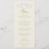 Hand Drawn Blue Bow Floral Summer Wedding Menu  (Devant)