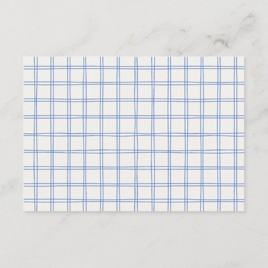 Hand Drawn Blue Boy Gingham Bow Diaper Raffle Informatiekaartje (Achterkant)